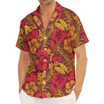 Retro Hawaiian Tropical Floral Print Men's Deep V-Neck Shirt