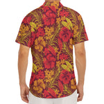 Retro Hawaiian Tropical Floral Print Men's Deep V-Neck Shirt