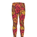 Retro Hawaiian Tropical Floral Print Men's leggings