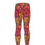 Retro Hawaiian Tropical Floral Print Men's leggings