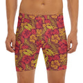 Retro Hawaiian Tropical Floral Print Men's Long Boxer Briefs