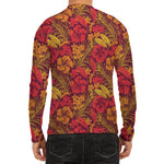 Retro Hawaiian Tropical Floral Print Men's Long Sleeve Rash Guard