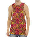 Retro Hawaiian Tropical Floral Print Men's Muscle Tank Top