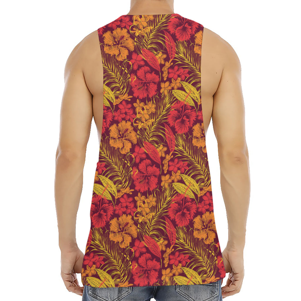 Retro Hawaiian Tropical Floral Print Men's Muscle Tank Top