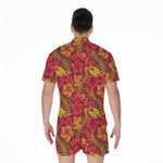 Retro Hawaiian Tropical Floral Print Men's Rompers