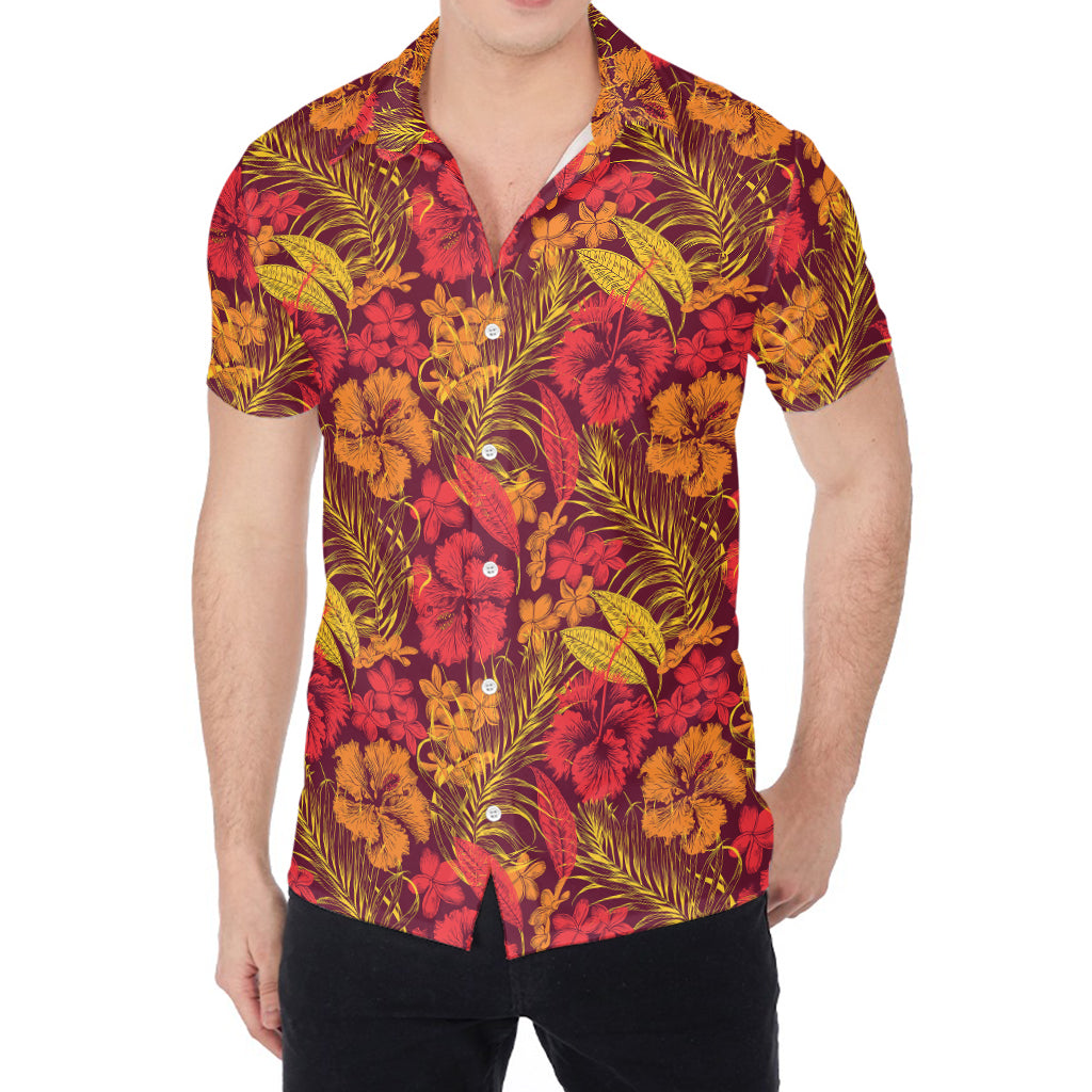 Retro Hawaiian Tropical Floral Print Men's Shirt