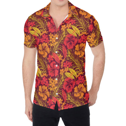 Retro Hawaiian Tropical Floral Print Men's Shirt