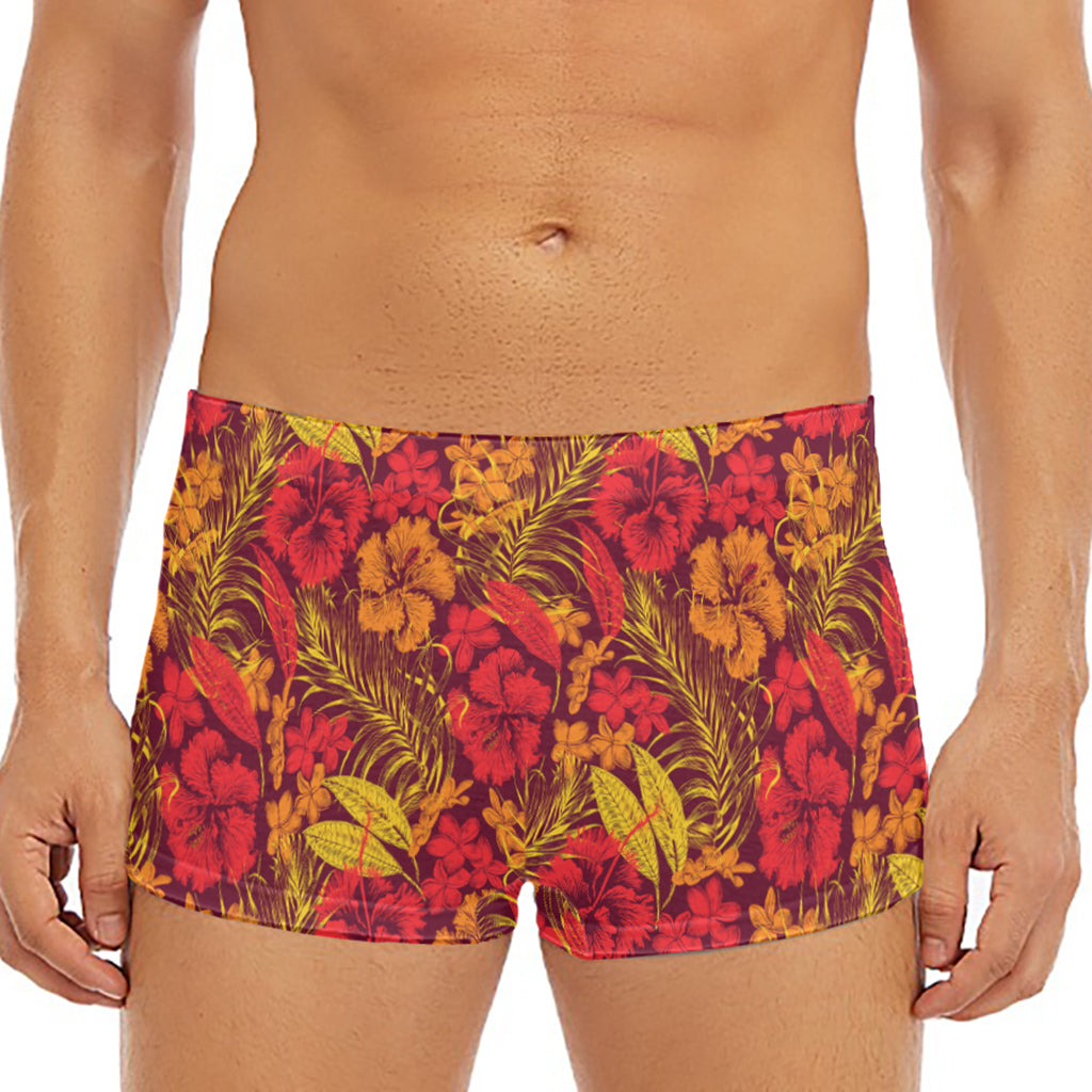 Retro Hawaiian Tropical Floral Print Men's Short Boxer Briefs
