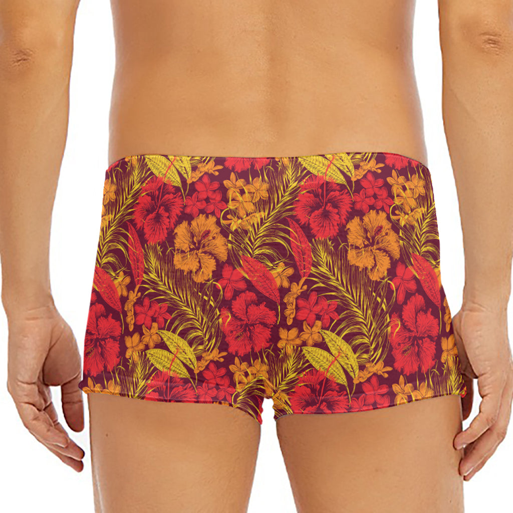 Retro Hawaiian Tropical Floral Print Men's Short Boxer Briefs