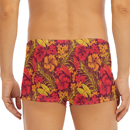 Retro Hawaiian Tropical Floral Print Men's Short Boxer Briefs