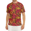 Retro Hawaiian Tropical Floral Print Men's Short Sleeve Rash Guard