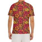 Retro Hawaiian Tropical Floral Print Men's Short Sleeve Rash Guard