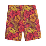 Retro Hawaiian Tropical Floral Print Men's Sports Shorts