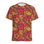 Retro Hawaiian Tropical Floral Print Men's Sports T-Shirt