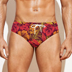 Retro Hawaiian Tropical Floral Print Men's Swim Briefs