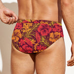 Retro Hawaiian Tropical Floral Print Men's Swim Briefs