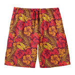 Retro Hawaiian Tropical Floral Print Men's Swim Trunks