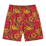Retro Hawaiian Tropical Floral Print Men's Swim Trunks