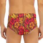 Retro Hawaiian Tropical Floral Print Men's Triangle Swim Briefs