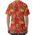 Retro Hawaiian Tropical Floral Print Men's Velvet T-Shirt