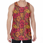 Retro Hawaiian Tropical Floral Print Men's Velvet Tank Top