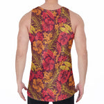 Retro Hawaiian Tropical Floral Print Men's Velvet Tank Top