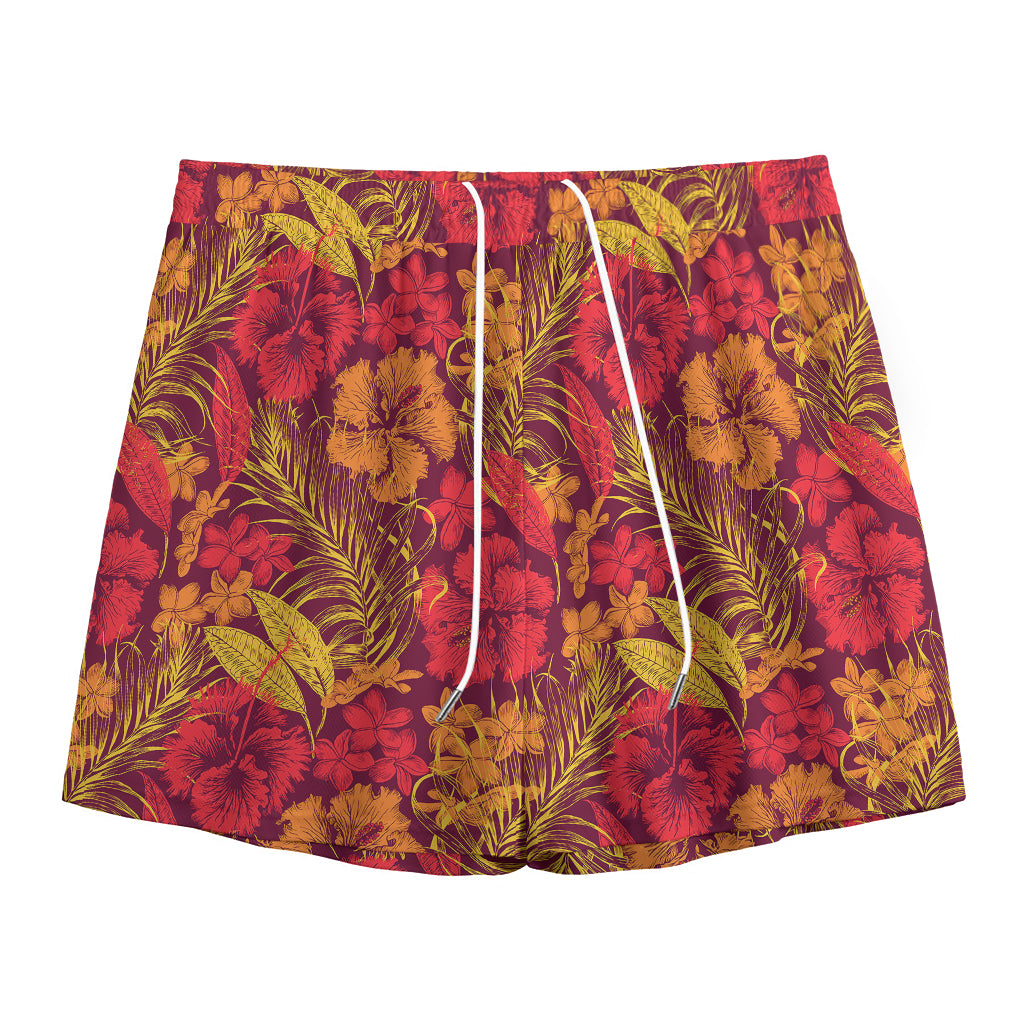 Retro Hawaiian Tropical Floral Print Mesh Shorts