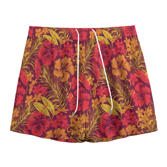 Retro Hawaiian Tropical Floral Print Mesh Shorts