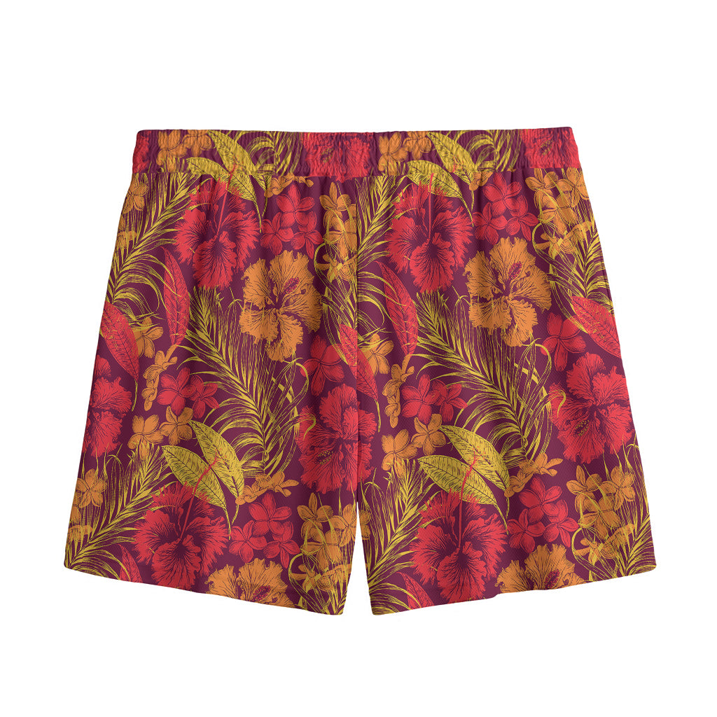 Retro Hawaiian Tropical Floral Print Mesh Shorts