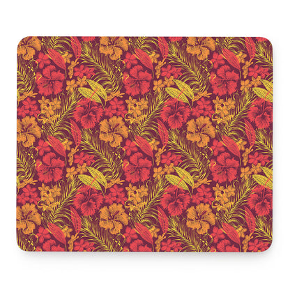 Retro Hawaiian Tropical Floral Print Mouse Pad