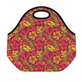 Retro Hawaiian Tropical Floral Print Neoprene Lunch Bag