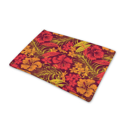 Retro Hawaiian Tropical Floral Print Pet Cooling Mat Cover
