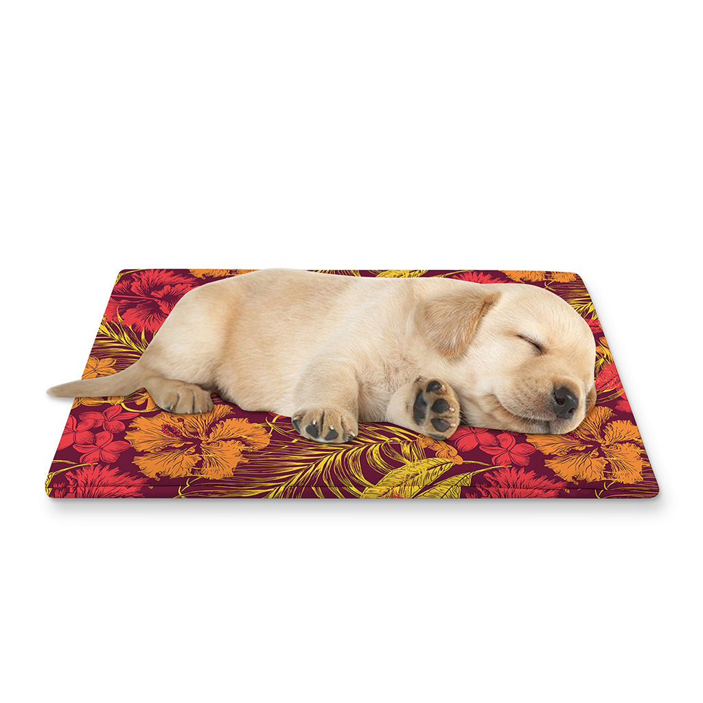 Retro Hawaiian Tropical Floral Print Pet Cooling Mat Cover