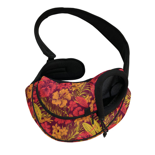 Retro Hawaiian Tropical Floral Print Pet Sling Carrier