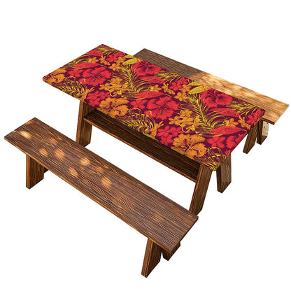 Retro Hawaiian Tropical Floral Print Picnic Table Cover