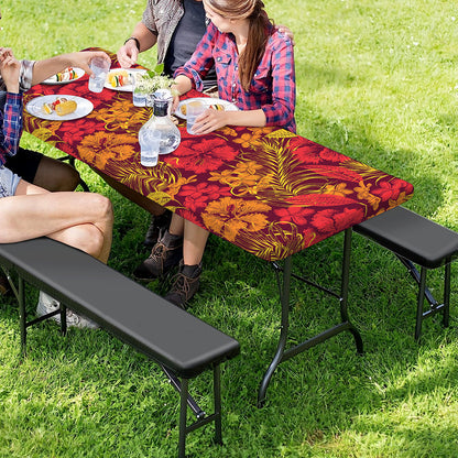 Retro Hawaiian Tropical Floral Print Picnic Table Cover
