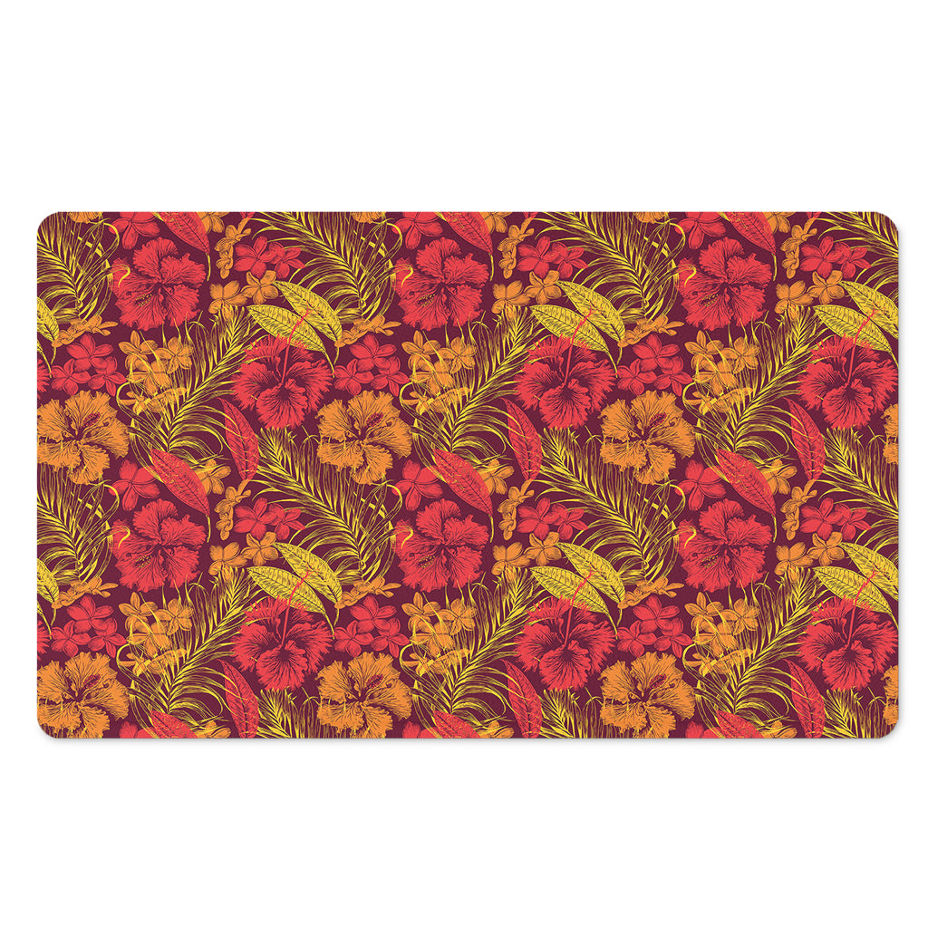 Retro Hawaiian Tropical Floral Print Polyester Doormat
