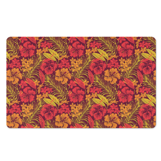 Retro Hawaiian Tropical Floral Print Polyester Doormat