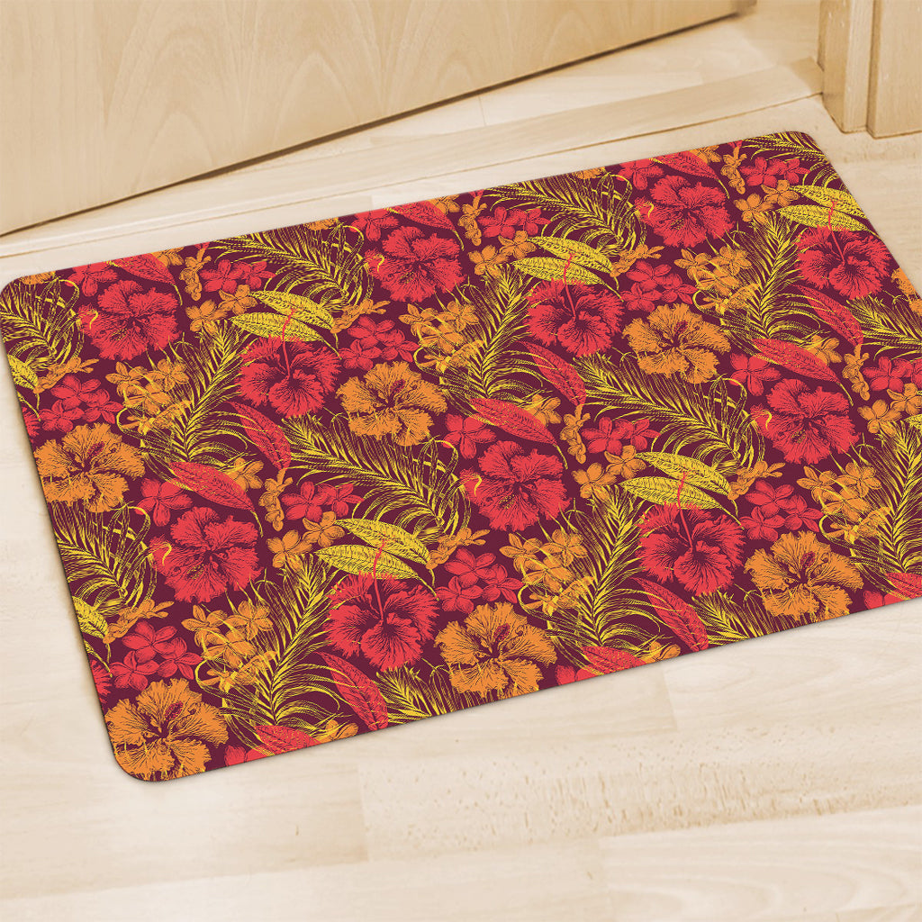 Retro Hawaiian Tropical Floral Print Polyester Doormat
