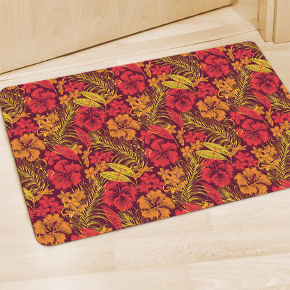 Retro Hawaiian Tropical Floral Print Polyester Doormat