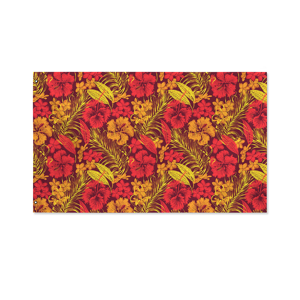Retro Hawaiian Tropical Floral Print Polyester Flag