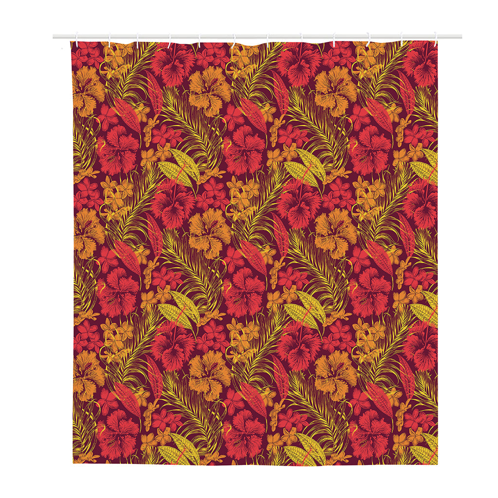 Retro Hawaiian Tropical Floral Print Polyester Shower Curtain