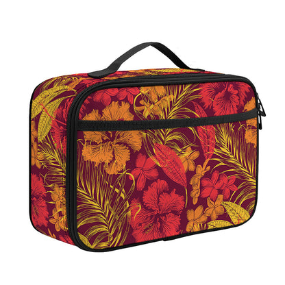 Retro Hawaiian Tropical Floral Print Portable Lunch Bag
