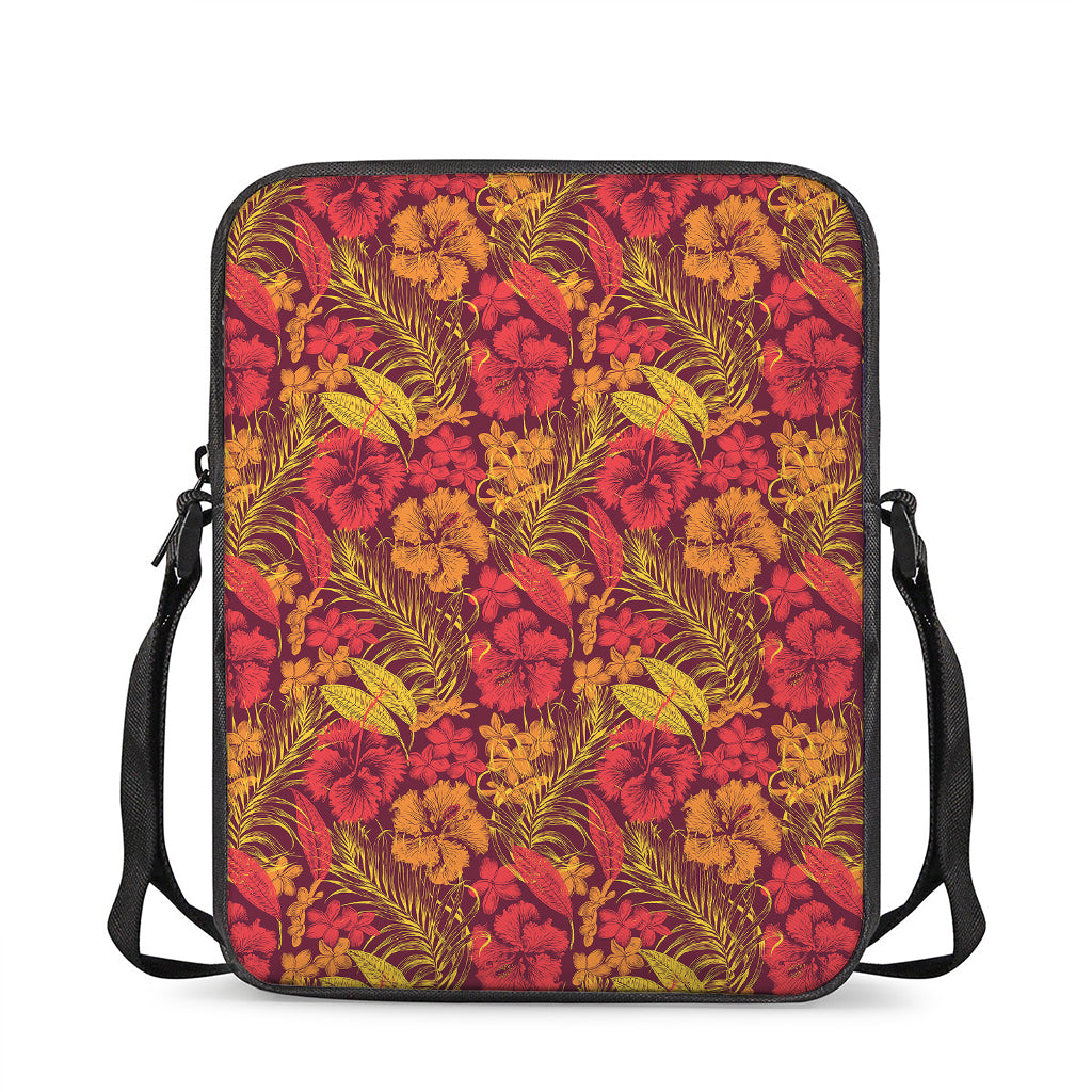 Retro Hawaiian Tropical Floral Print Rectangular Crossbody Bag
