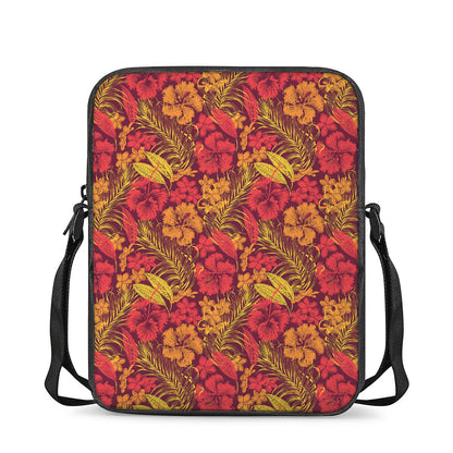 Retro Hawaiian Tropical Floral Print Rectangular Crossbody Bag