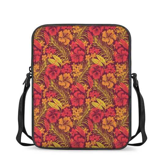 Retro Hawaiian Tropical Floral Print Rectangular Crossbody Bag