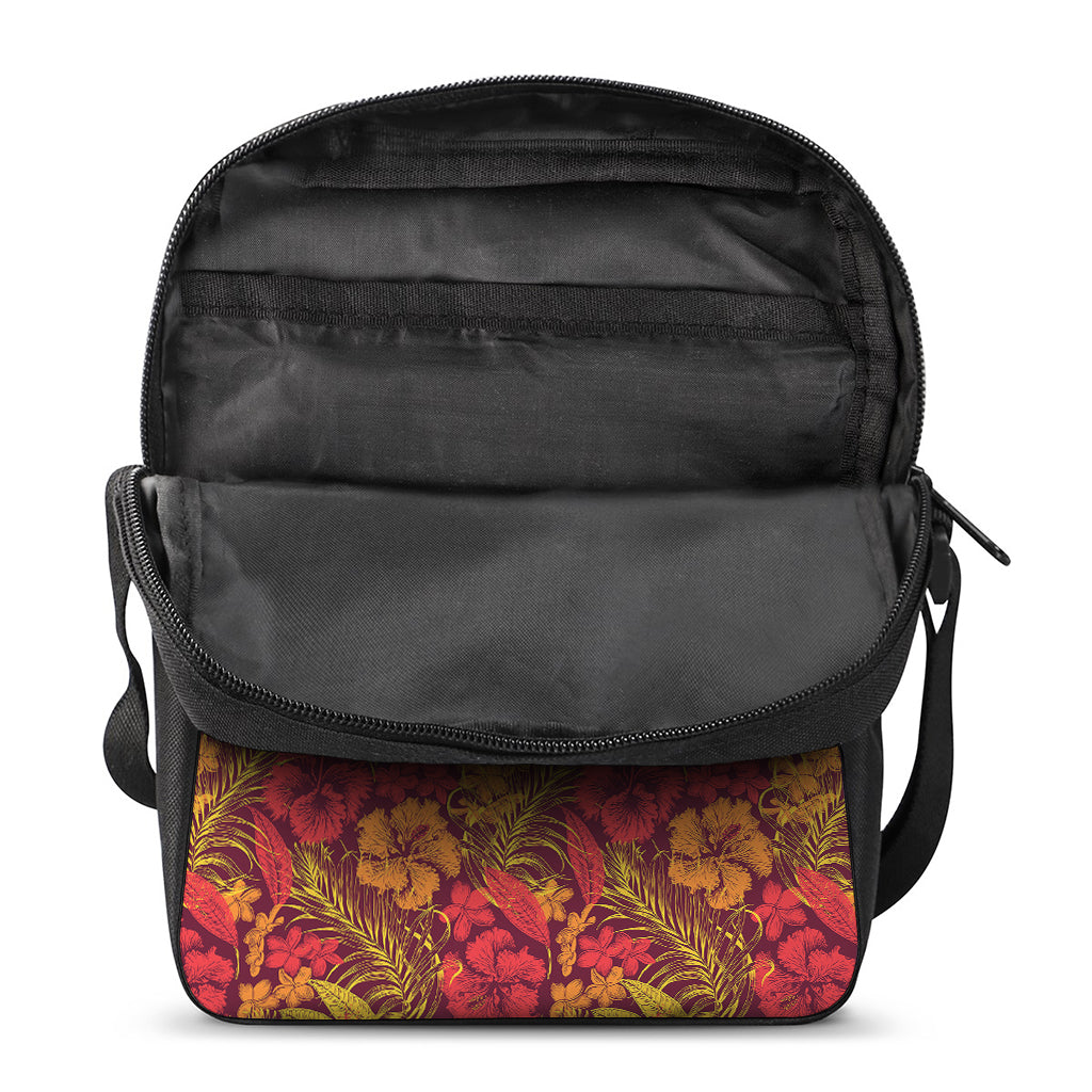 Retro Hawaiian Tropical Floral Print Rectangular Crossbody Bag