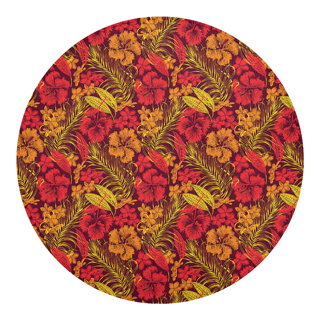 Retro Hawaiian Tropical Floral Print Round Blanket