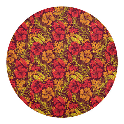 Retro Hawaiian Tropical Floral Print Round Blanket
