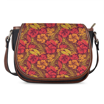 Retro Hawaiian Tropical Floral Print Saddle Bag